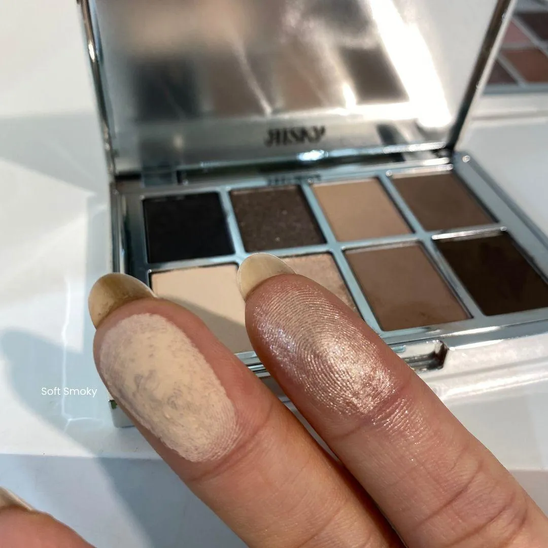리스키 피그먼트 아이섀도우 팔레트, 소프트 스모키 실물 발색 (RISKY Pigment Eyeshadow Palette Soft Smoky real swatch)