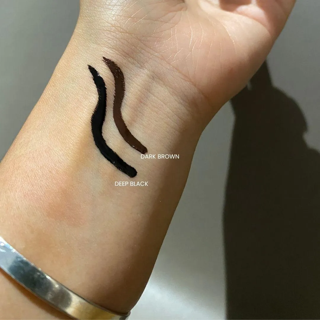 프로에잇 리퀴드 디파인 라이너 딥블랙 다크브라운 실물 발색 (PROEIGHT Liquid Define Liner Deep Black Dark Brown real swatch)