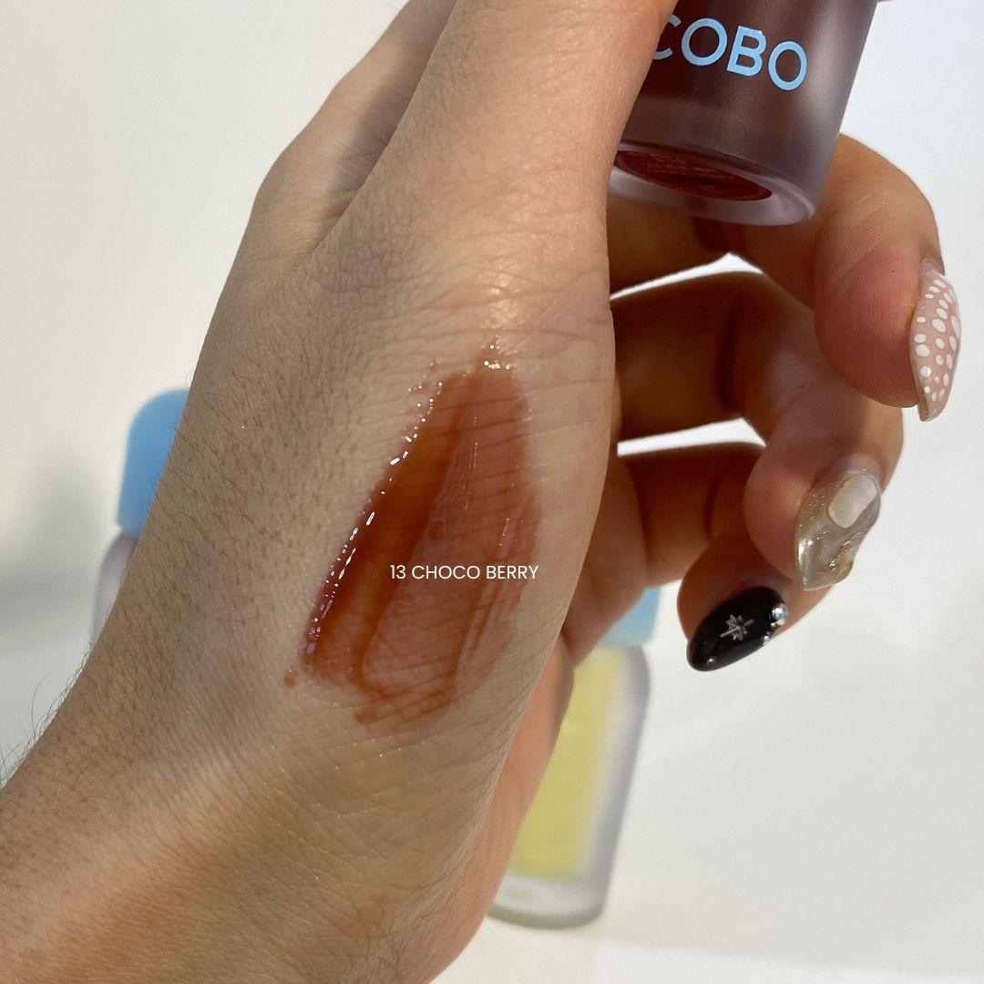토코보 립 오일 Choco Berry 발색 (TOCOBO Juicy Berry Plumping Lip Oil Choco Berry swatch)