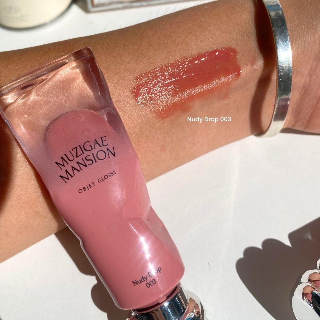 무지개 맨션 오브제 글로시 누디 드롭 발색 (MUZIGAE MANSION Objet Glossy 003 Nudy Drop swatch)