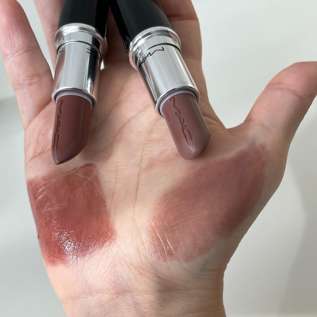 맥 러스터글래스 립스틱 얼론 타임 시그니처 무브 전색상 손목 발색 (MAC Lustreglass Lipstick Alone Time Signature Move all shades wrist swatch)