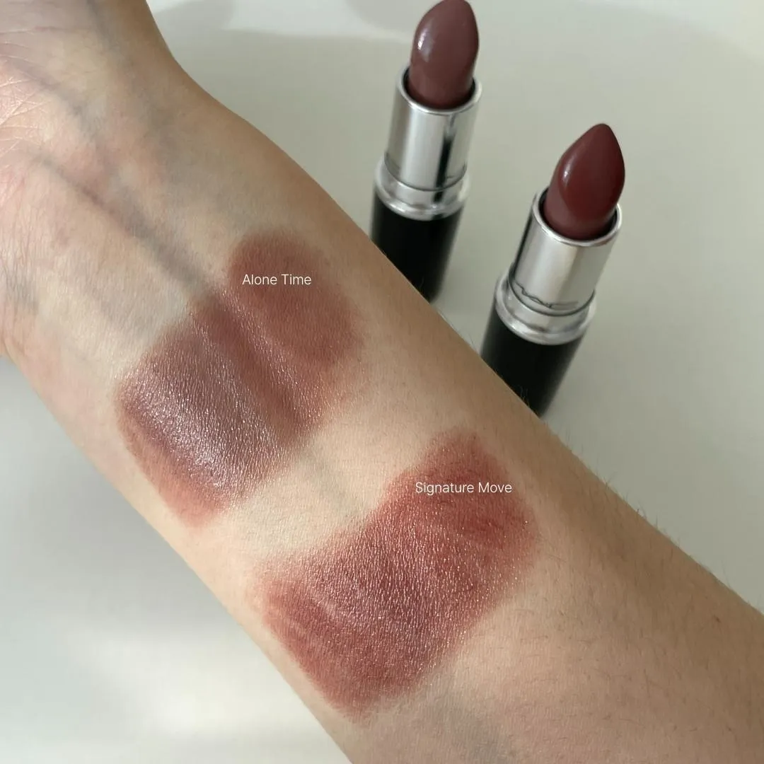 ๋งฅ ๋ฌ์คํฐ๊ธ๋์ค ๋ฆฝ์คํฑ ์ผ๋ก ํ์ ์๊ทธ๋์ฒ ๋ฌด๋ธ ์ ์์ ์ค์ ์ปฌ๋ฌ (MAC Lustreglass Lipstick Alone Time Signature Move all shades actual product color)