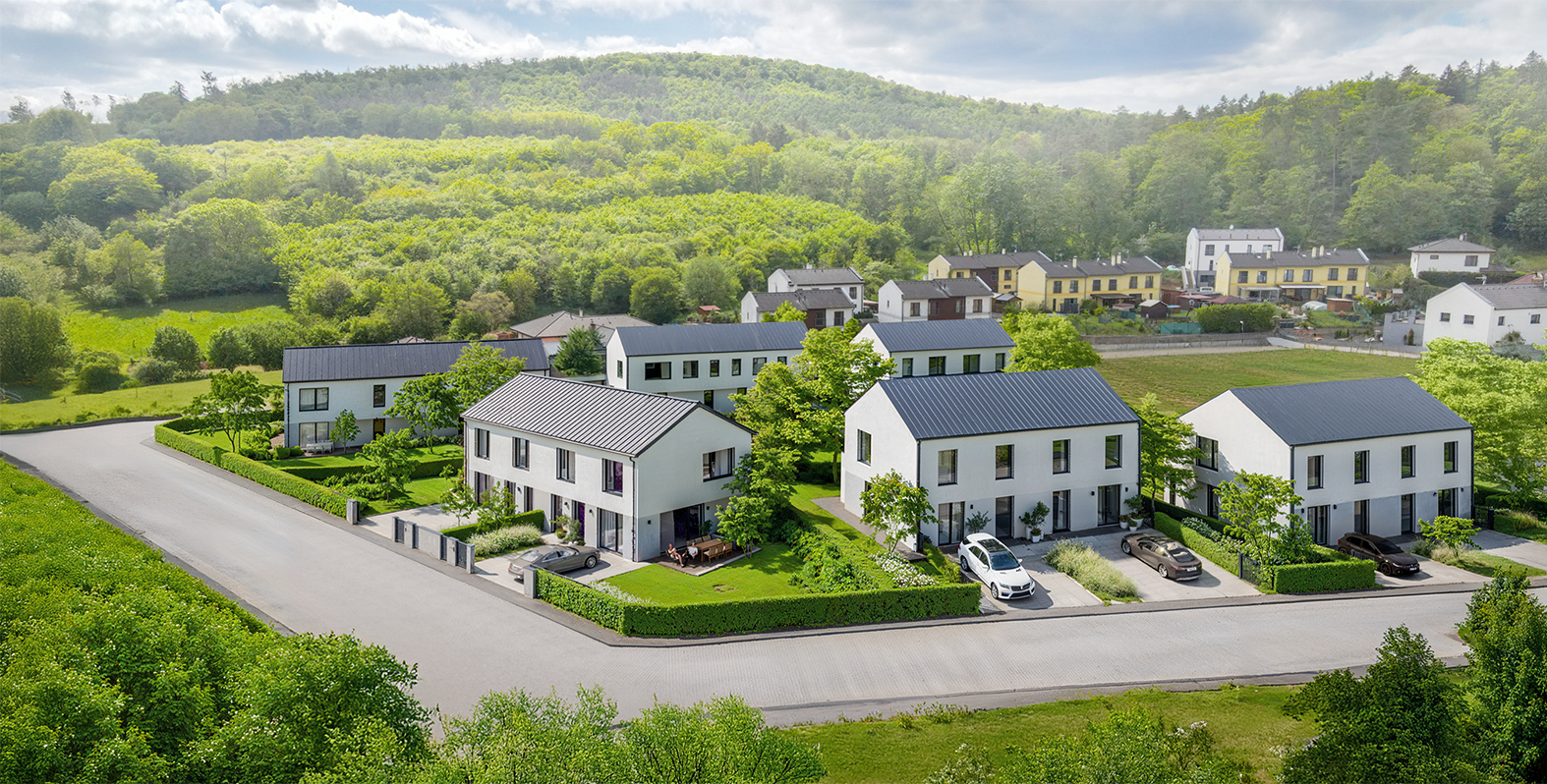 Architektonická vizualizace projektu Osada Chrustenice. yuna studio