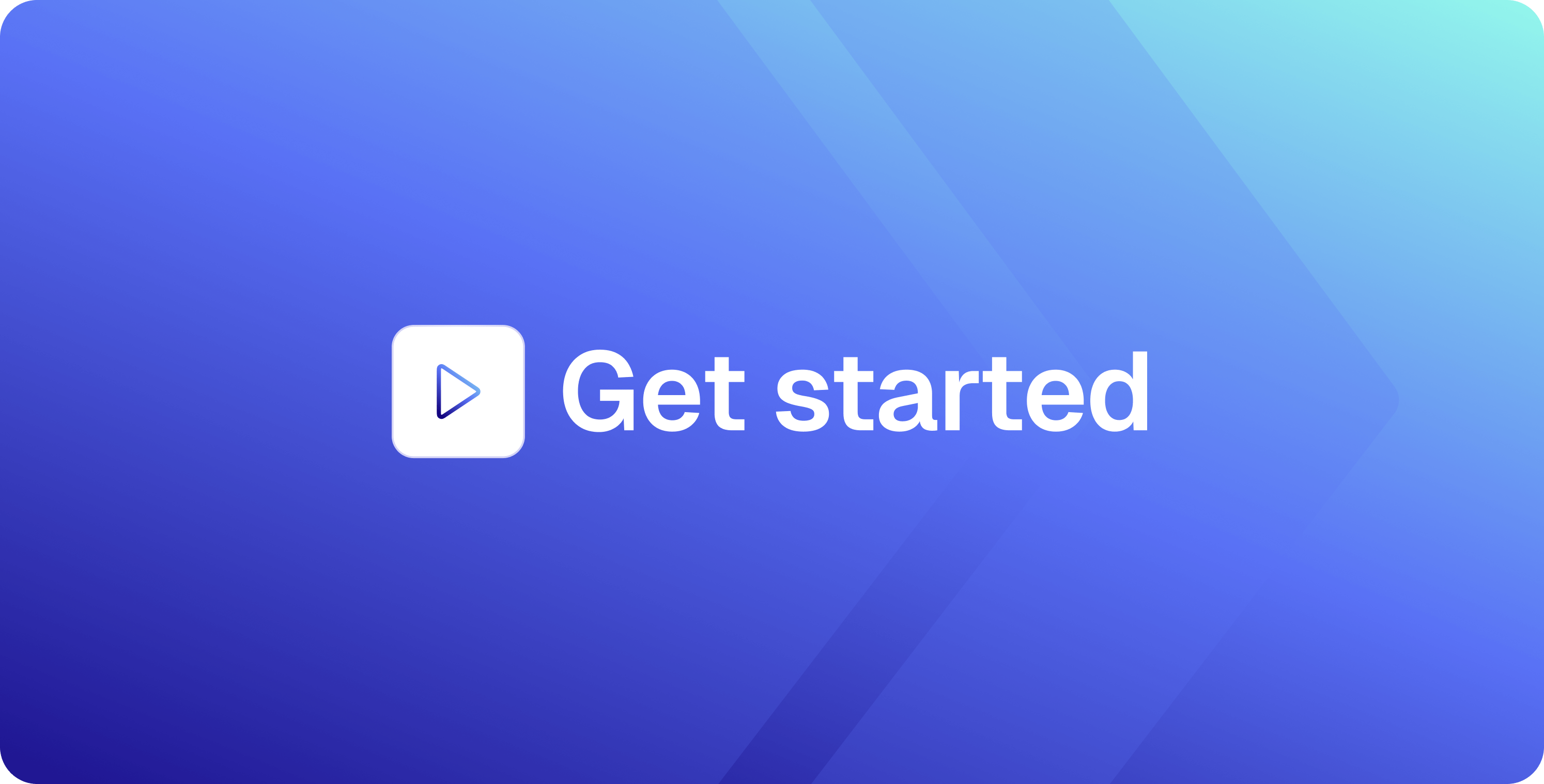 a blue and white screen with a play button