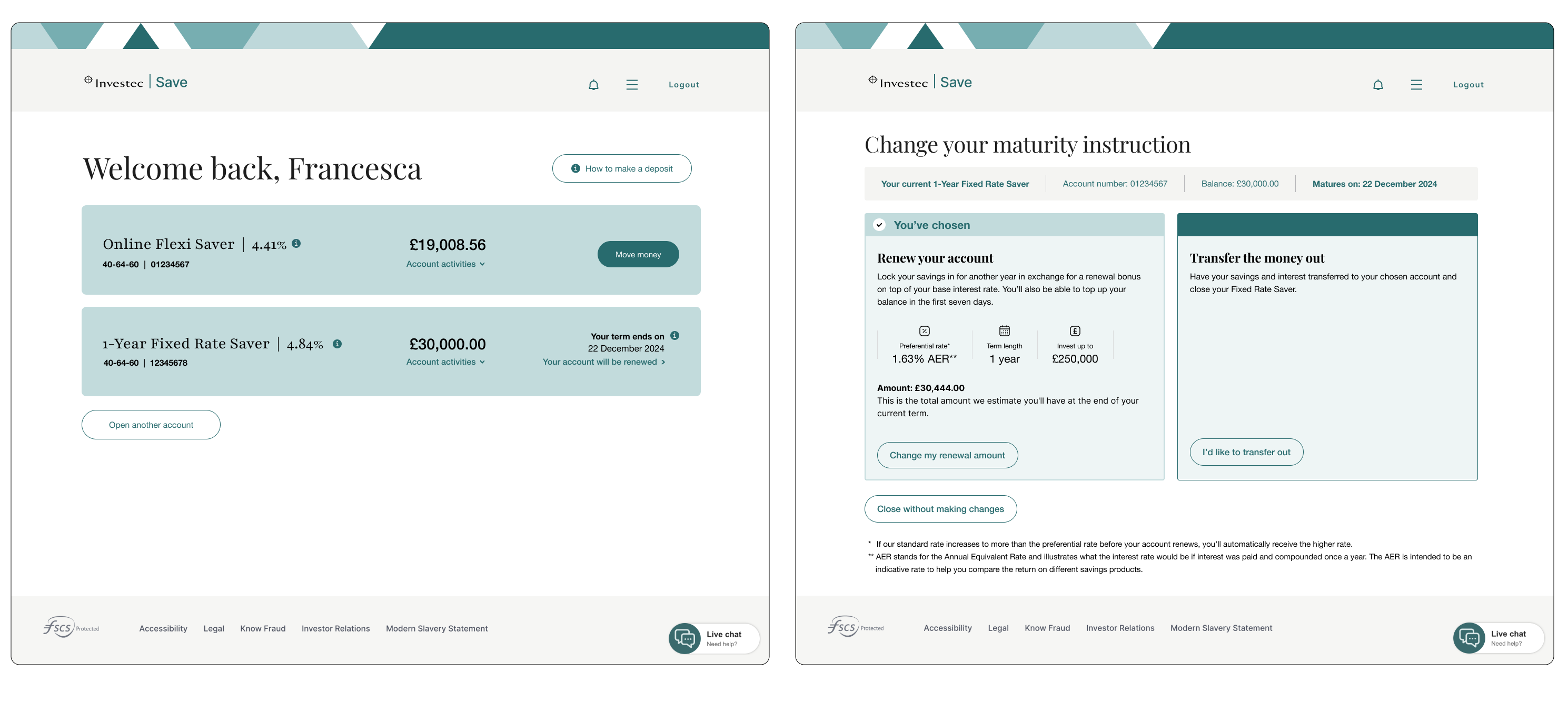 Example pages, dashboard and maturity instructions