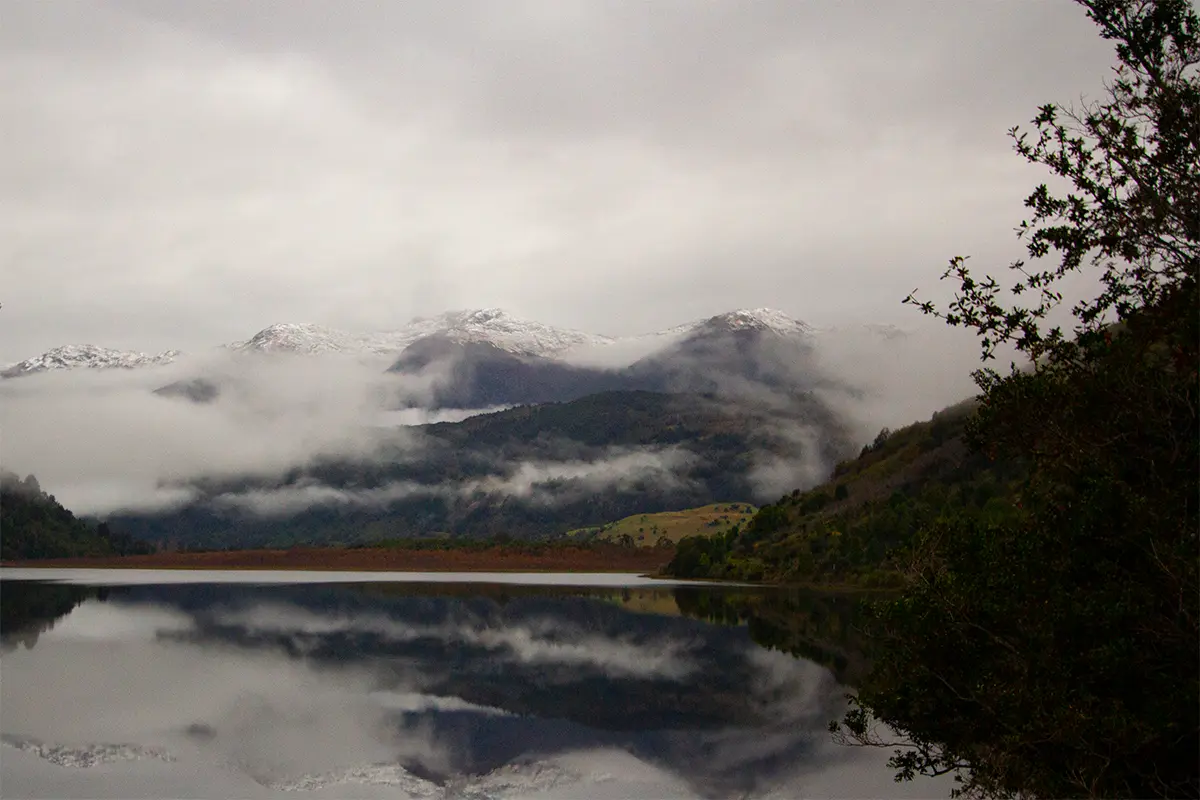 Private lake views from Between Forest and Lakes retreat, native Patagonian forest near Coyhaique Chile