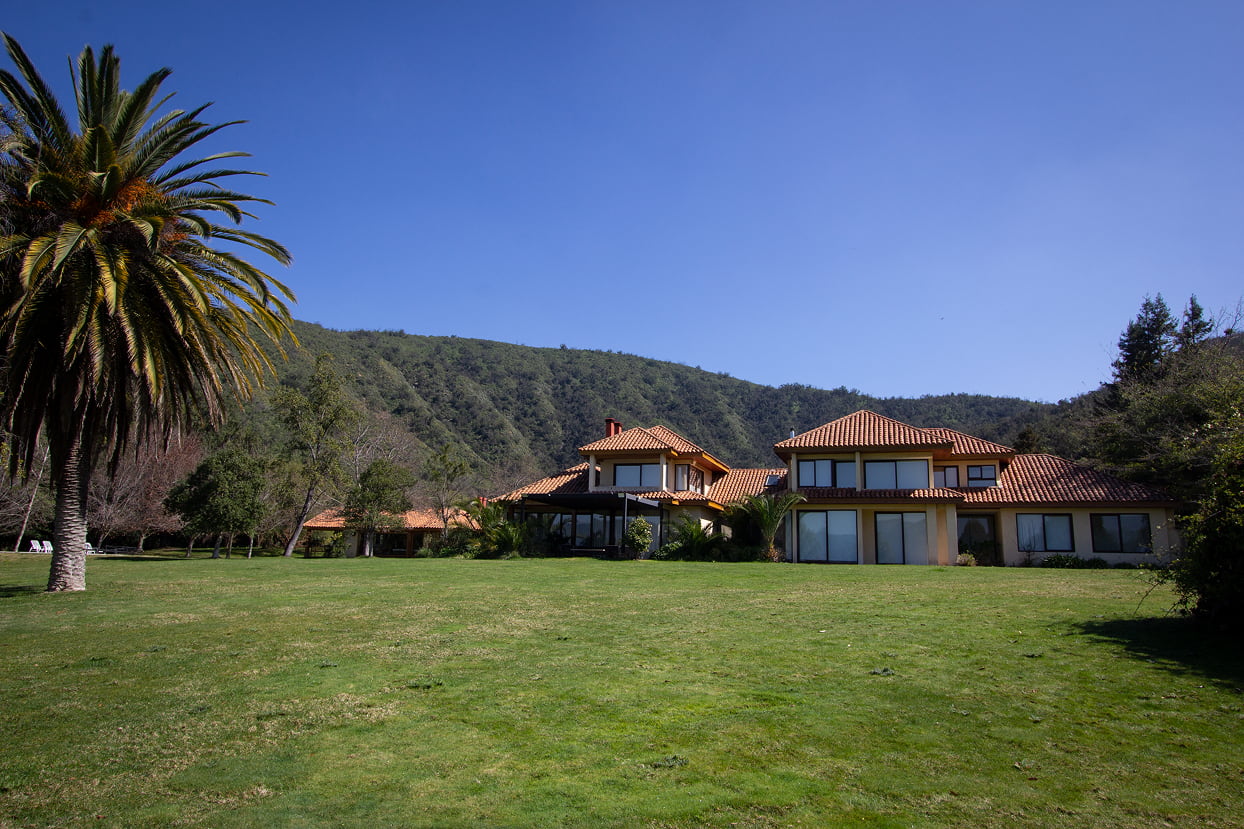 Exterior view of a private vineyard house in Chile's Casablanca Valley.