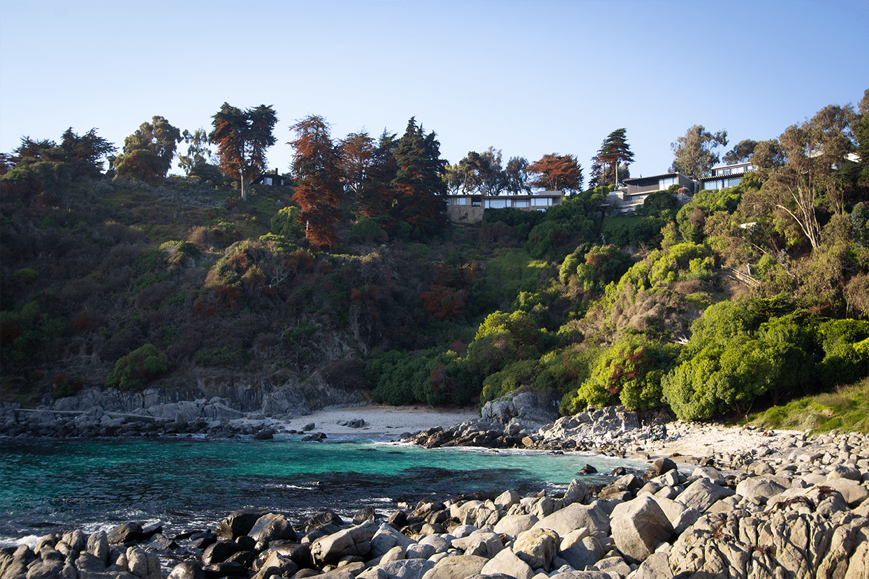 Morning light at Drift by The Pacific oceanfront home, Zapallar Chile