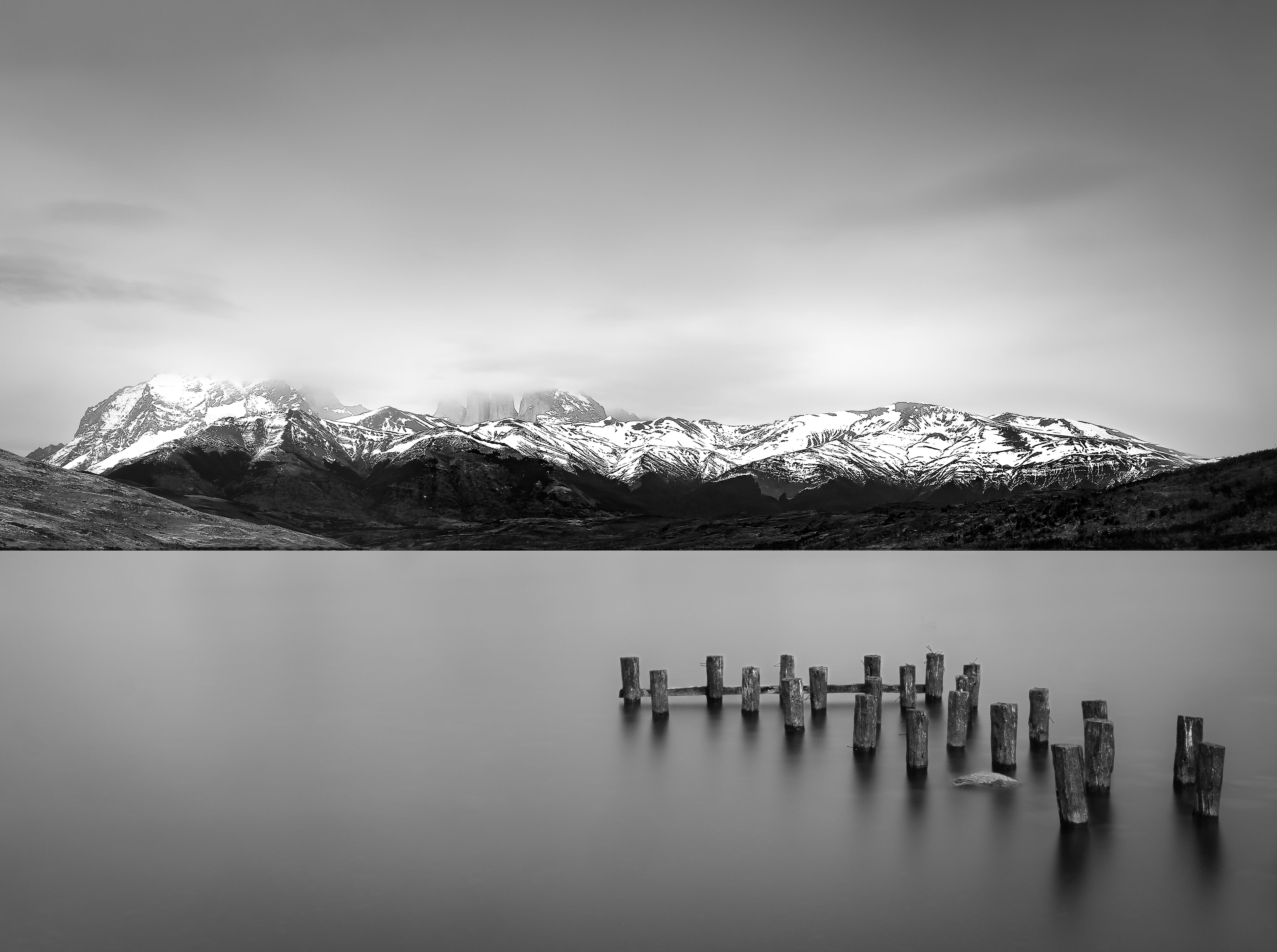 Turquoise Patagonian lake beneath the Andes along the Carretera Austral
