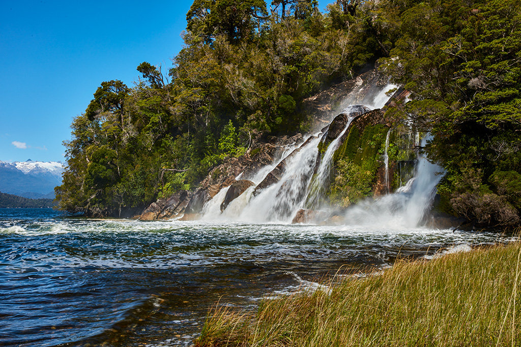 Waterfall in the temperate rainforest of the Aysén Region, Chilean Patagonia