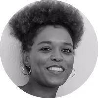 A smiling 30-something female.