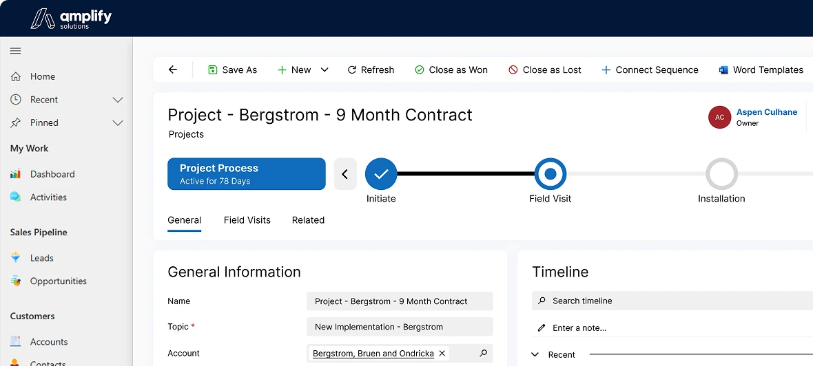 An image of Amplify CRM Dashboard.