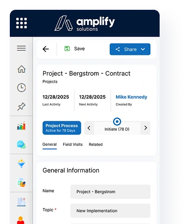 An image of Amplify CRM Dashboard - Mobile View.