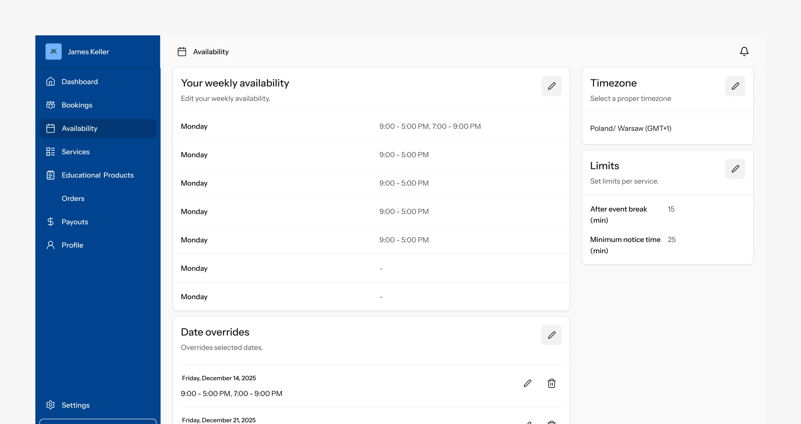 Montelink: Expert panel with public profiles and credentials in Mercur
