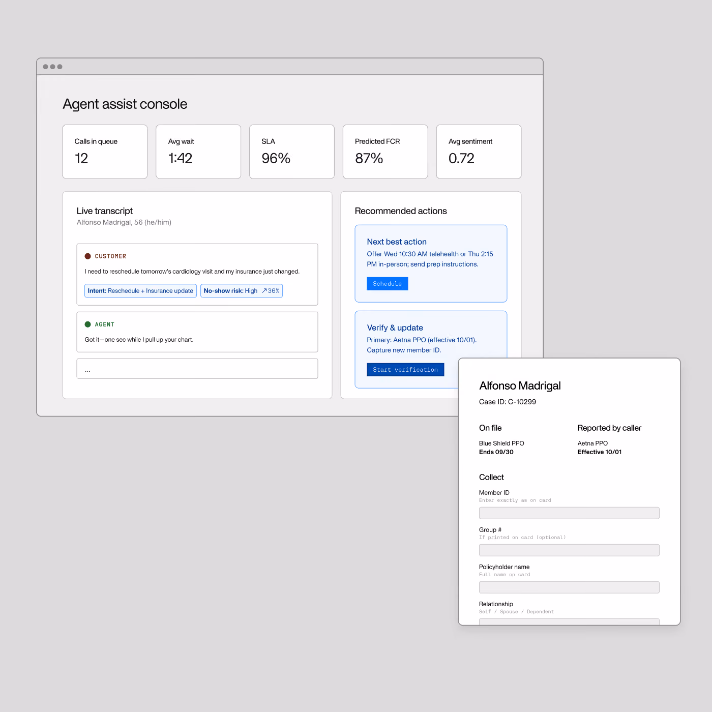 Screenshot of Invisible's platform: Agent assist control
