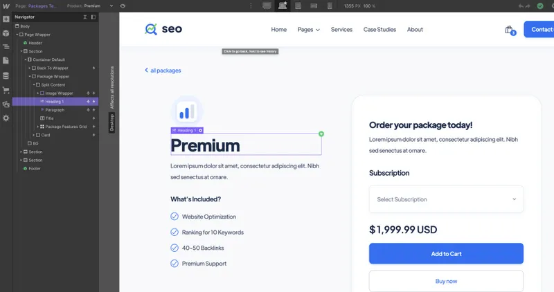 eCommerce Page - SEO Webflow Template