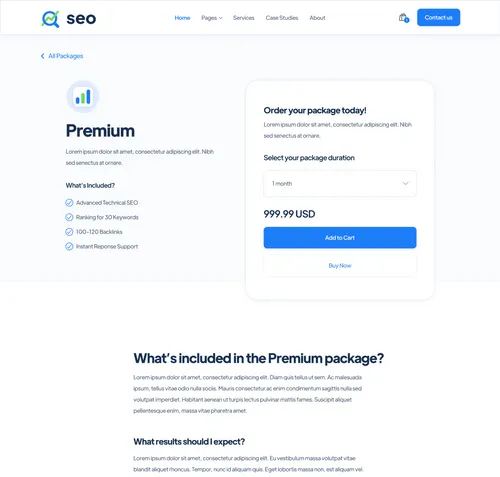 SEO - Packages Single page - SEO Agency Webflow Template
