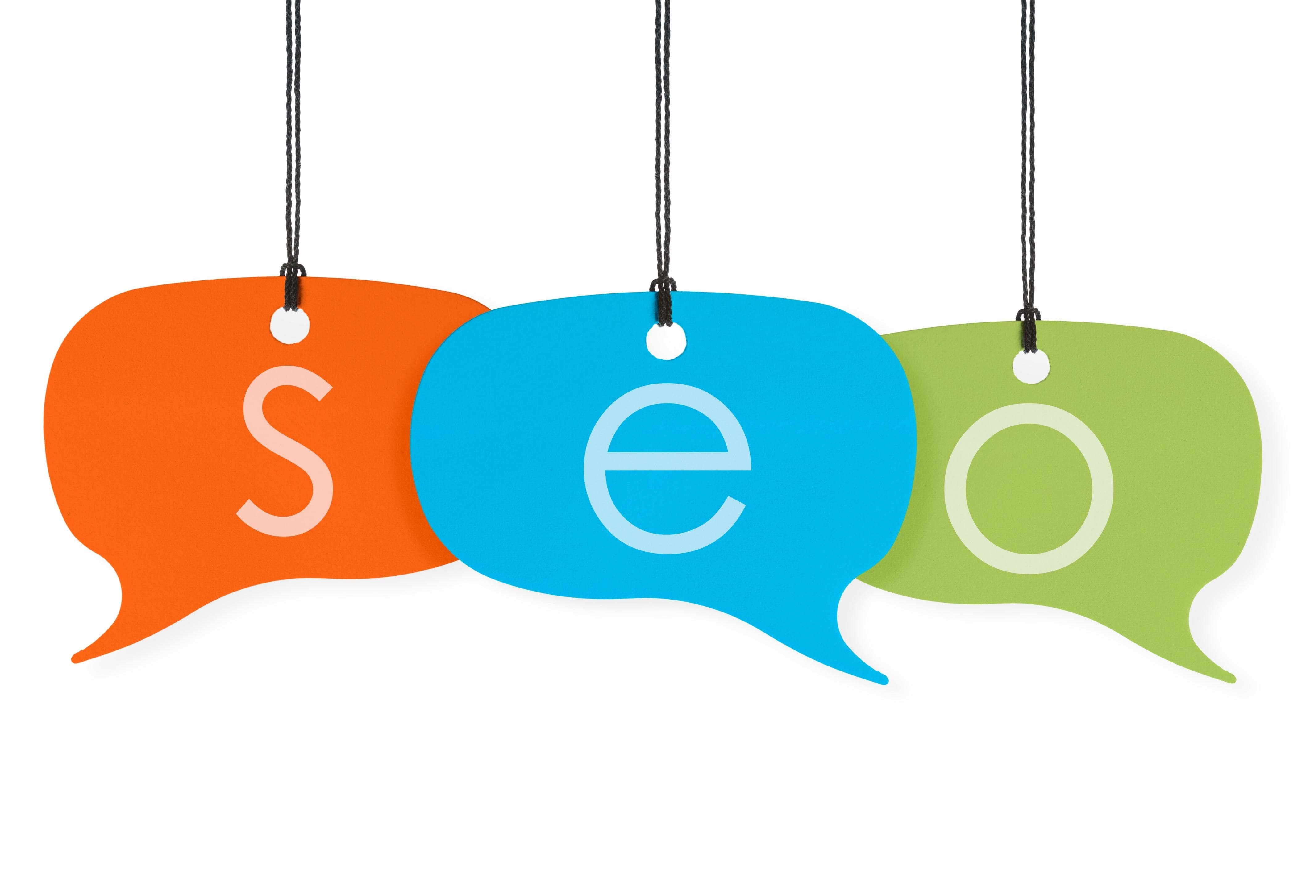 SEO spelled inside ballons