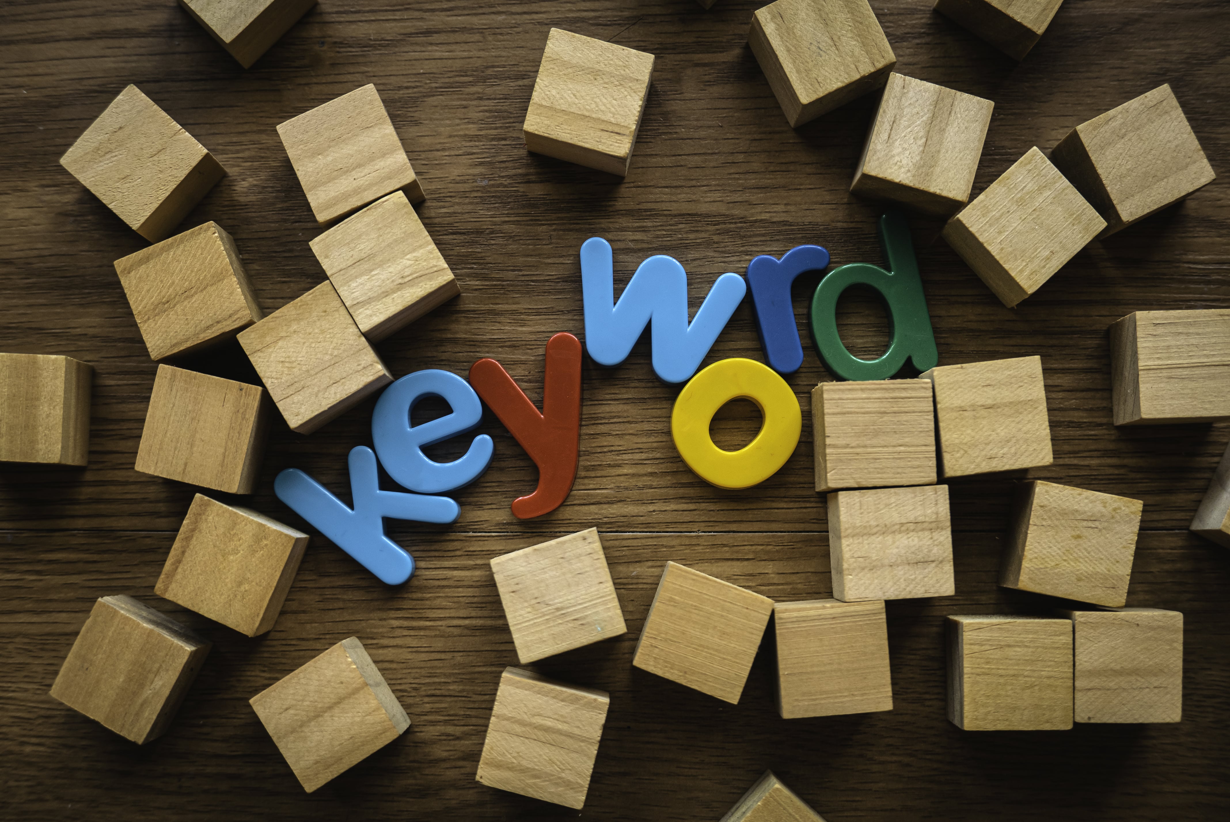 keyword spelled with wooden blocks