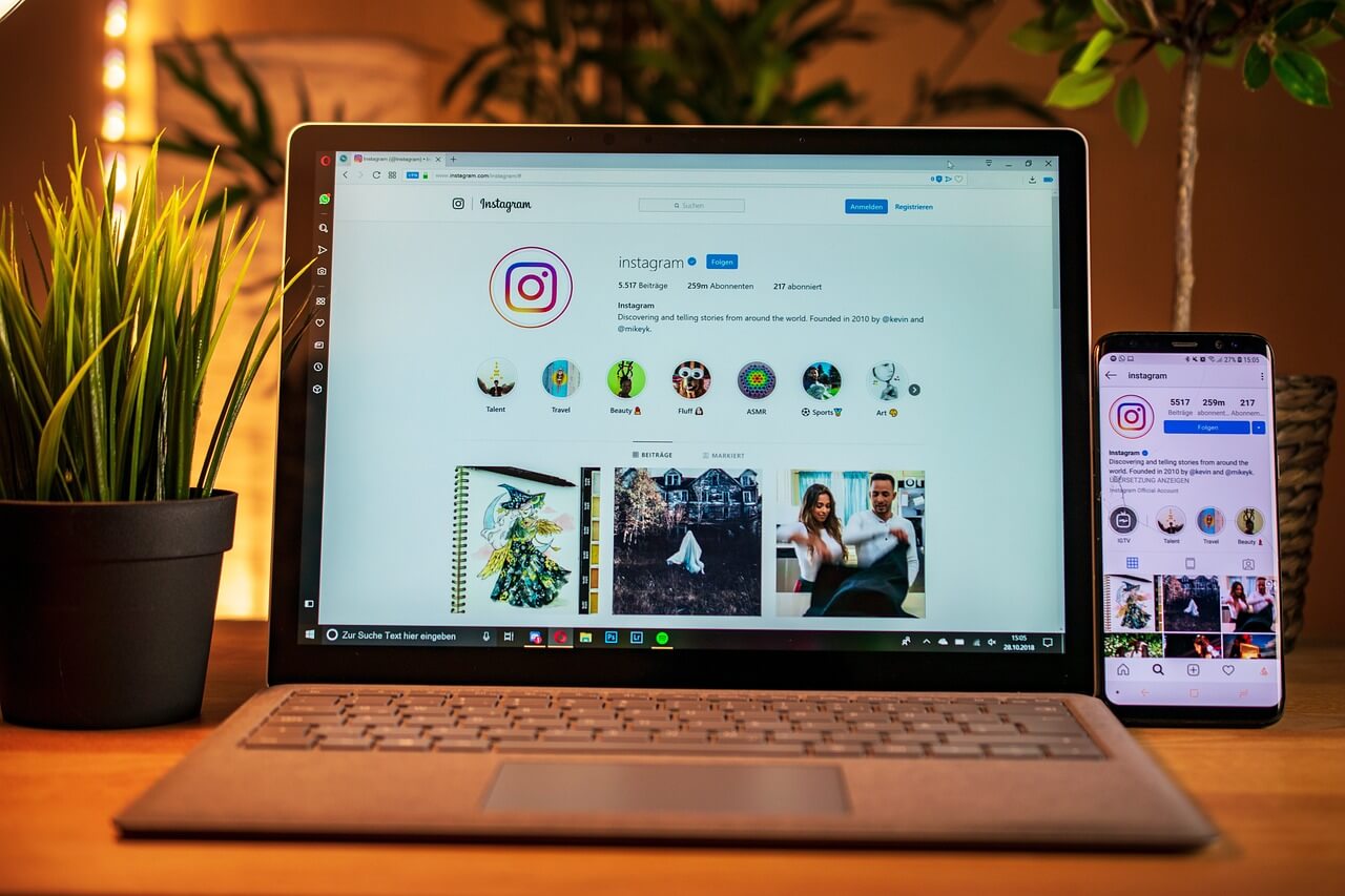 laptop with instagram open - Creatum Studios