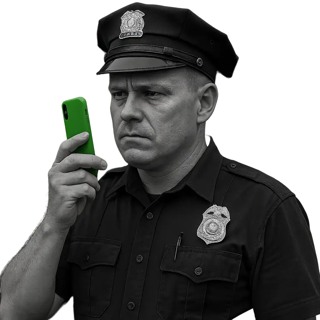 Police Officer using PTT on a smartphone