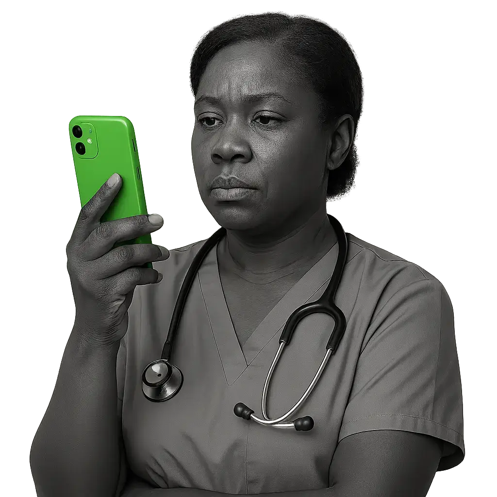 Nurse using PTT on a smartphone