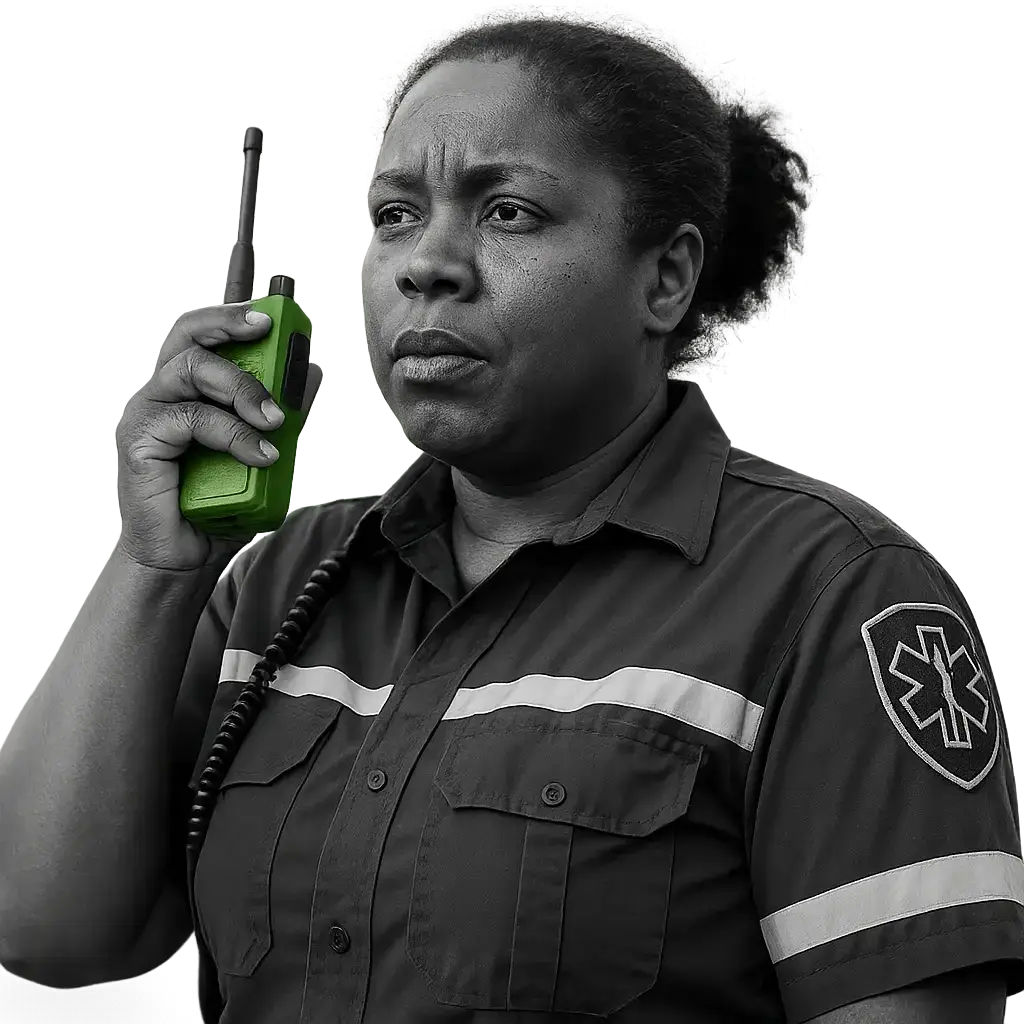 Paramedic using PTT on a smartphone