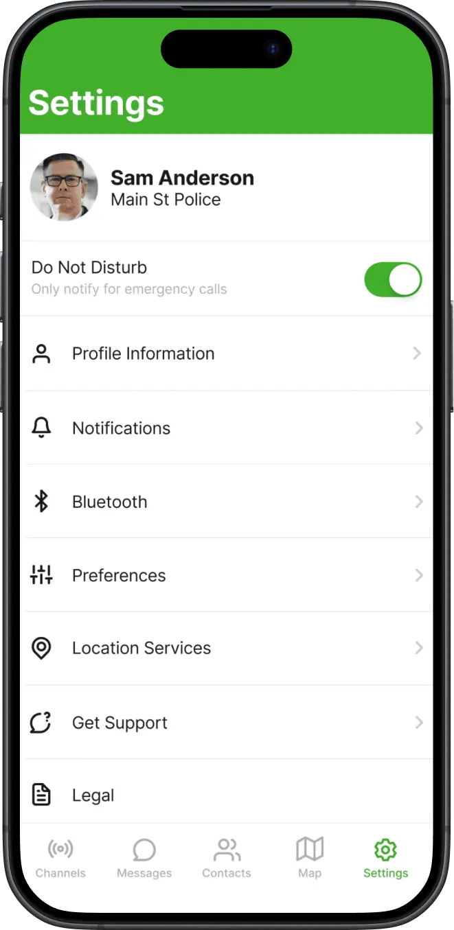 Settings screen in Tango Tango app on a smartphone