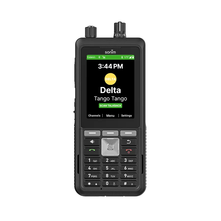 Sonim XP5+ LTE two-way radio front view with Tango Tango app