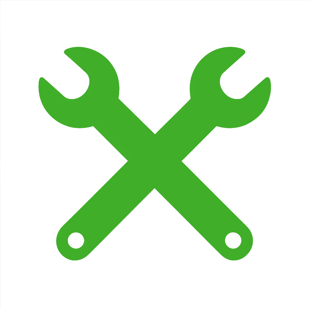 Two crossed wrenches, a setup icon