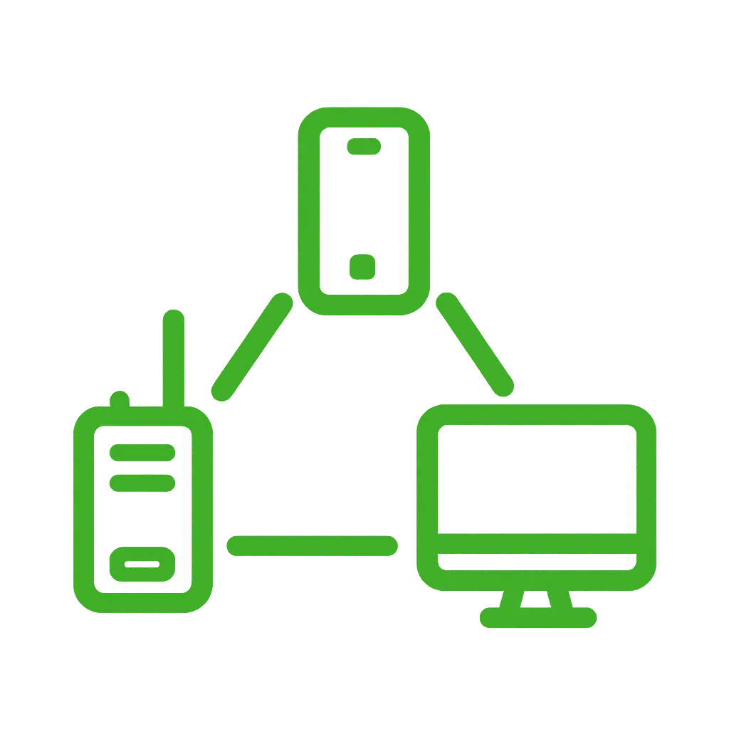 Radio to cell phone to computer icon for ROIP two-way radio to phone integration