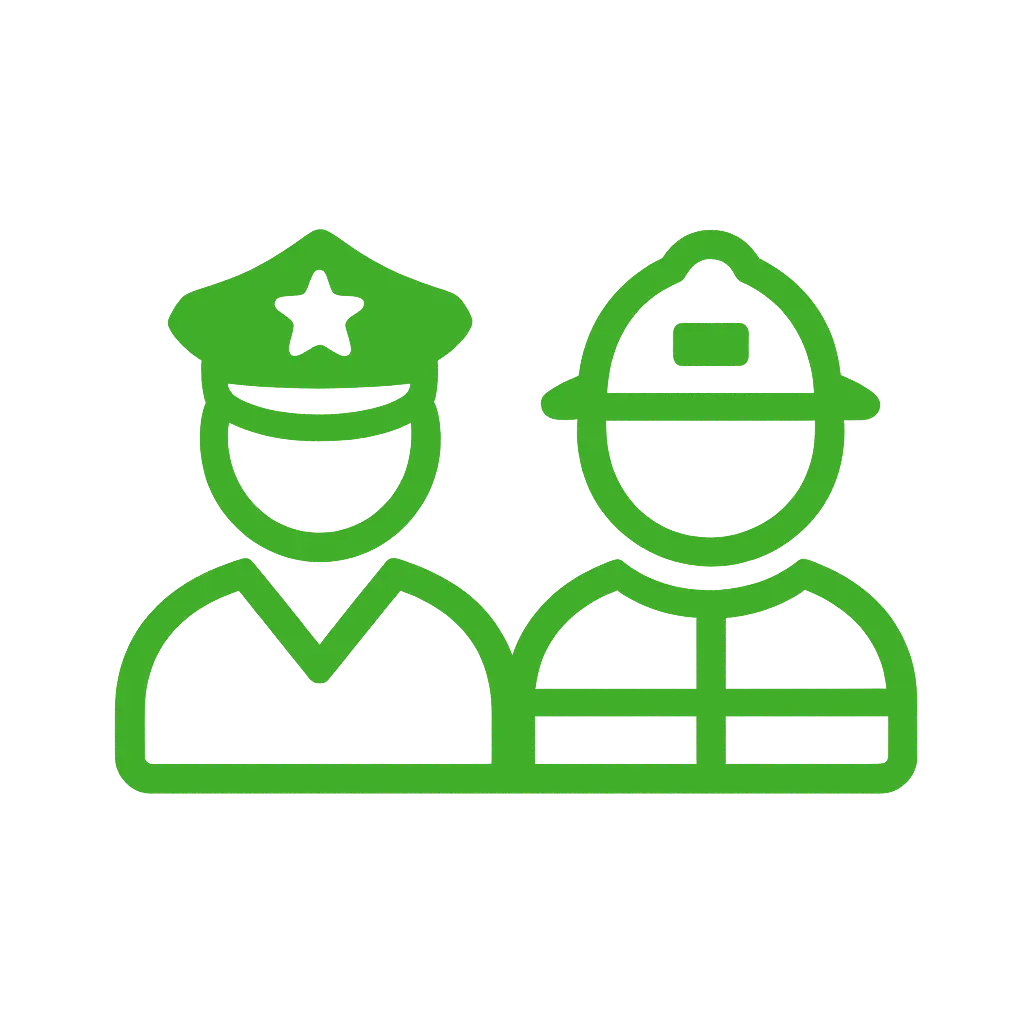 Police officer & firefighter icon for two-way radio interoperability