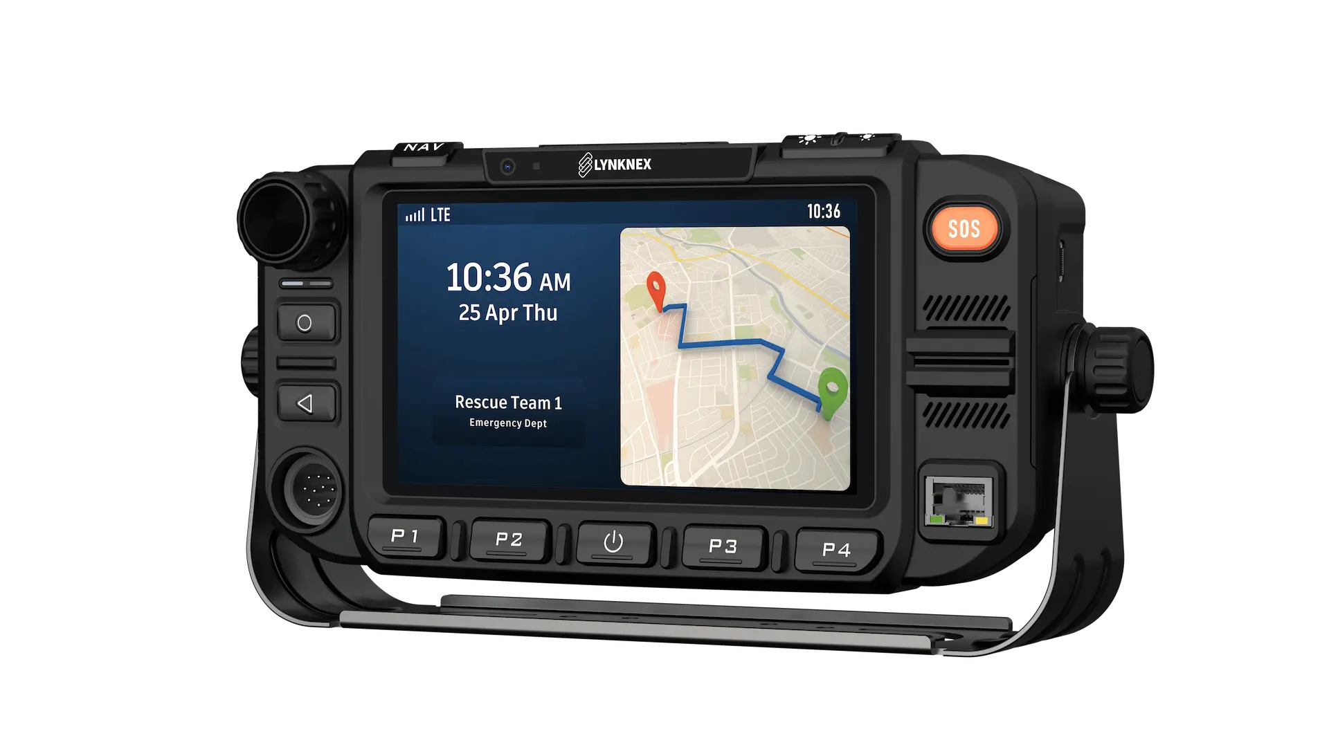 Sonim XP5+ LTE two-way radio showing the dedicated PTT button on the side