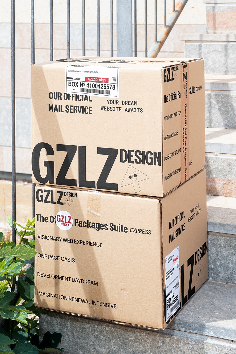 Mockup of 2 boxes stacked on top of each other