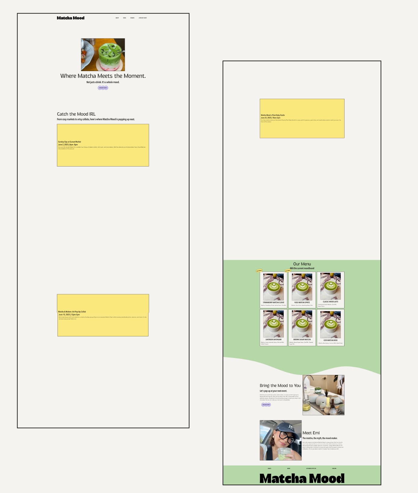 Screenshot of Matcha Mood website