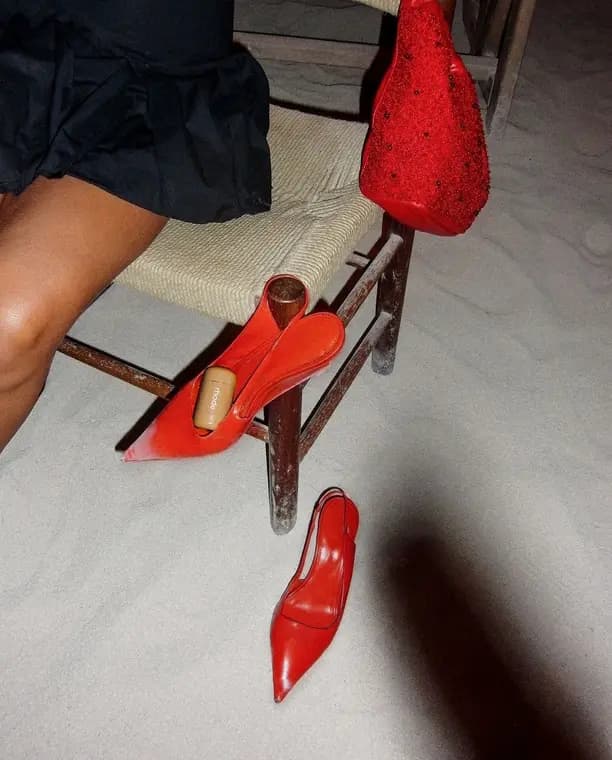 Red heels on chair
