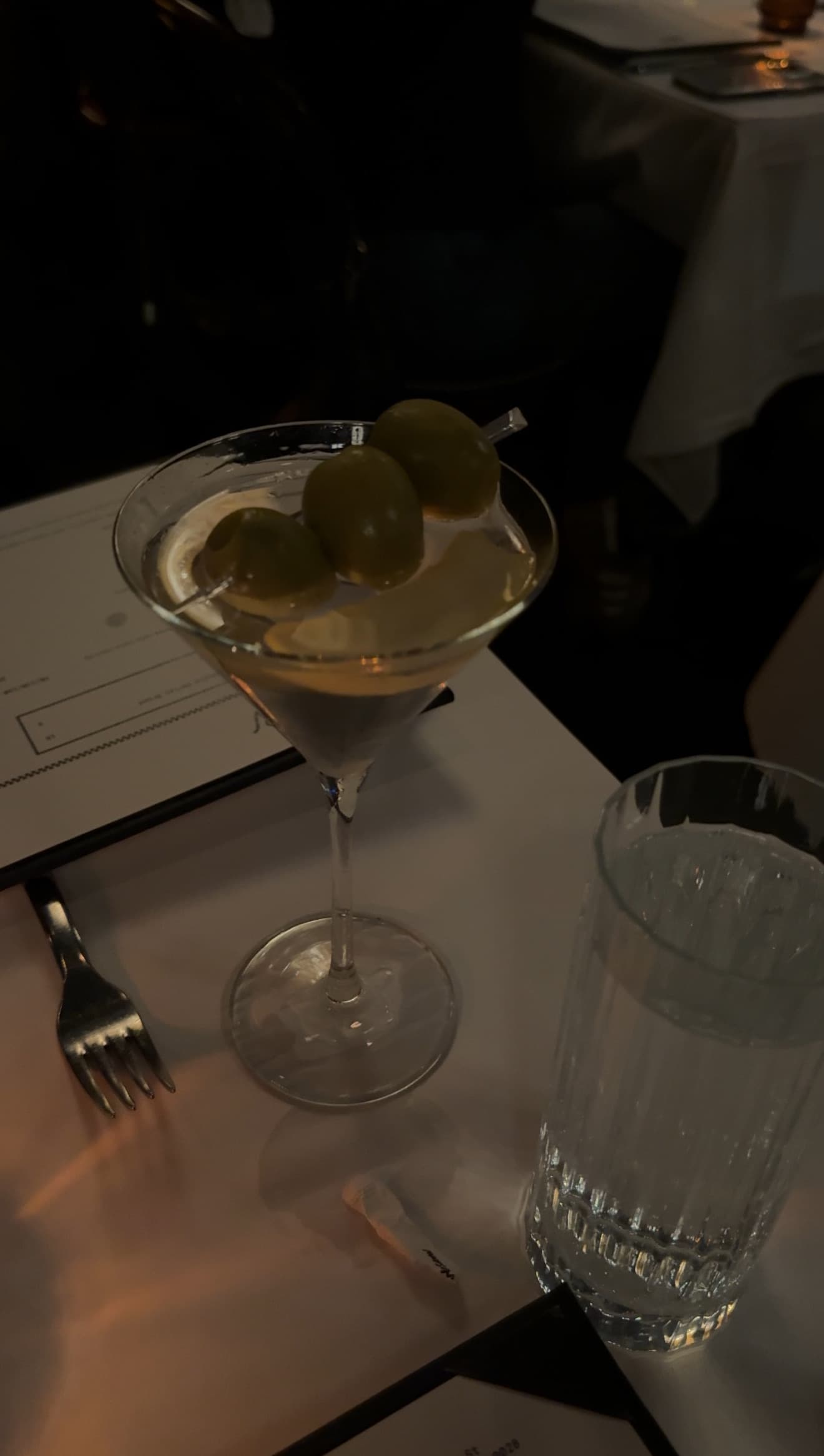 martini glass on table