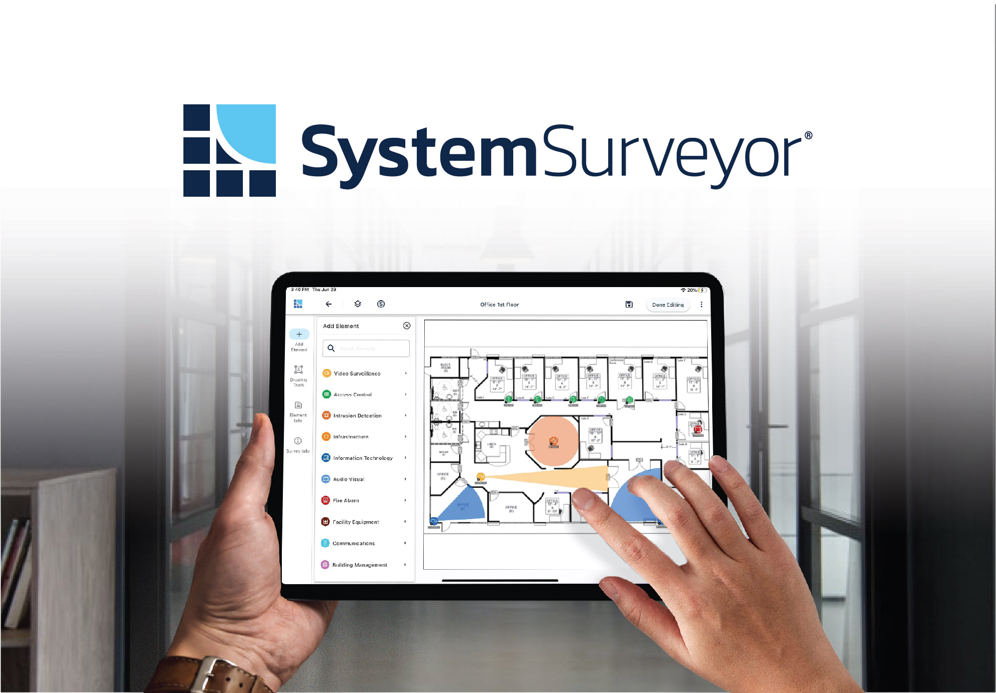 System Surveyor running on a tablet during a site survey