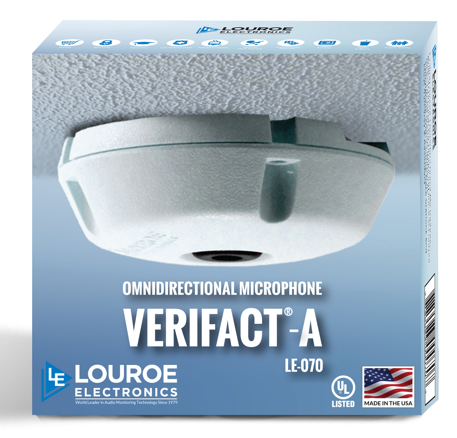 Louroe Verifact A microphone in its retail packaging