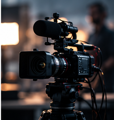 Professional video camera on a production set