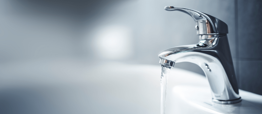 Water running from kitchen faucet