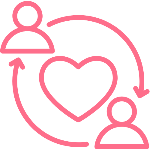 Icon of two people circling around a heart. 
