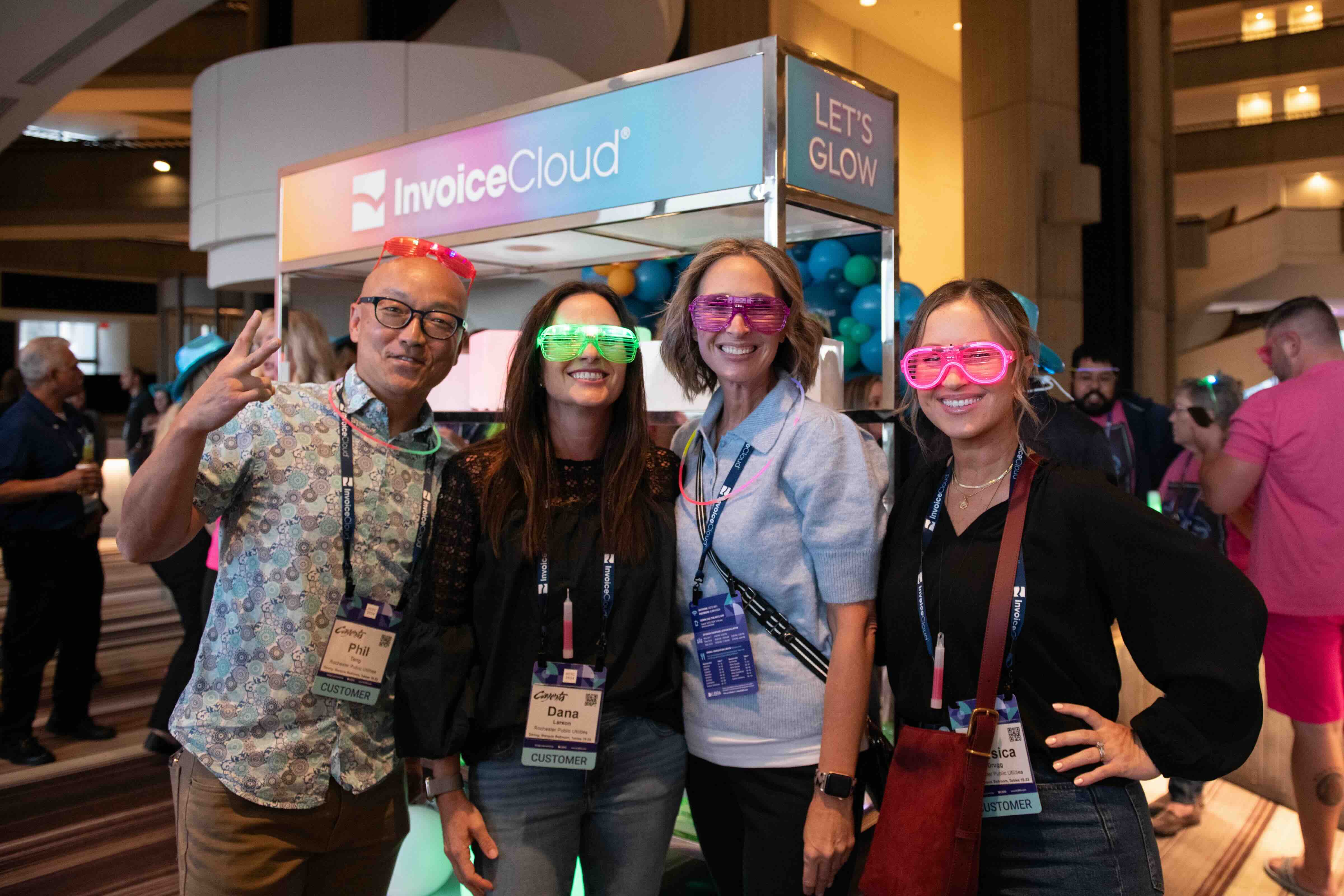 Customers at the InvoiceCloud glow party.