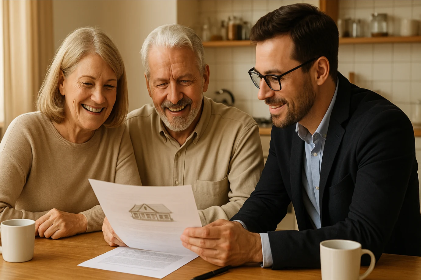 Boomer couple signing offer with trusted Christian agent