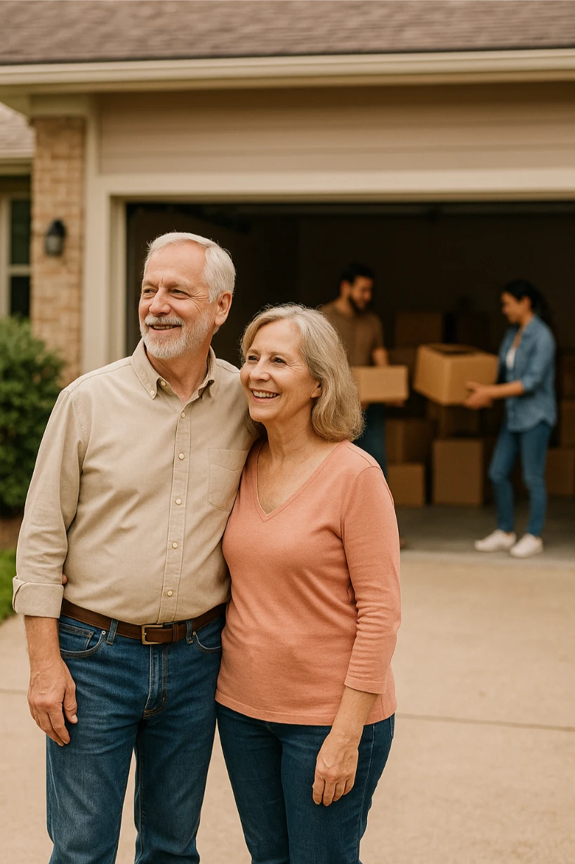 Christian couple downsizing their home for retirement