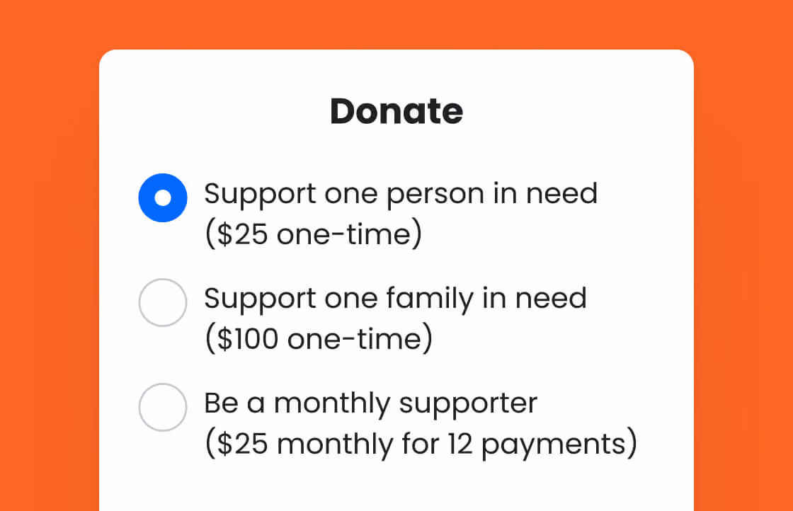 a screenshot of a donation form