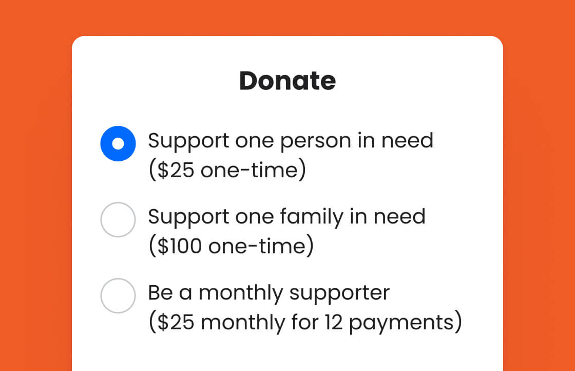 a screenshot of a donation form