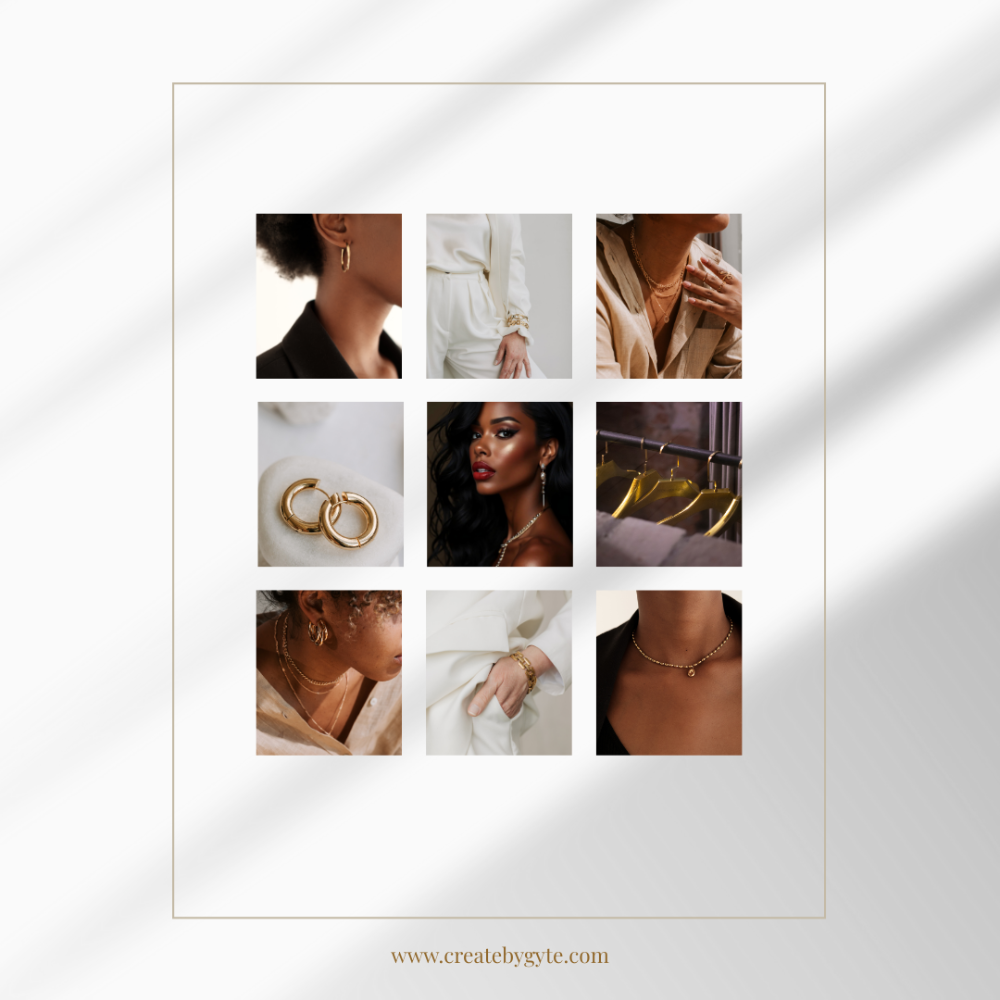Luxury mood board – gold jewelry and fashion inspiration