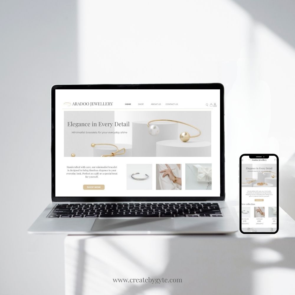 Minimalist Shopify jewelry store design – Aradoo Jewelry by Createbygyte