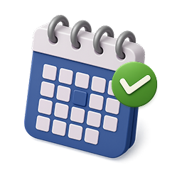 Icon of a calendar with a checkmark symbolizing confirmed scheduling or booking approval.